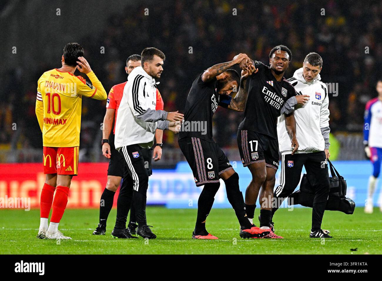 Lois OPENDA of Lyon looks injured during Ligue 1 McDonald's match ...