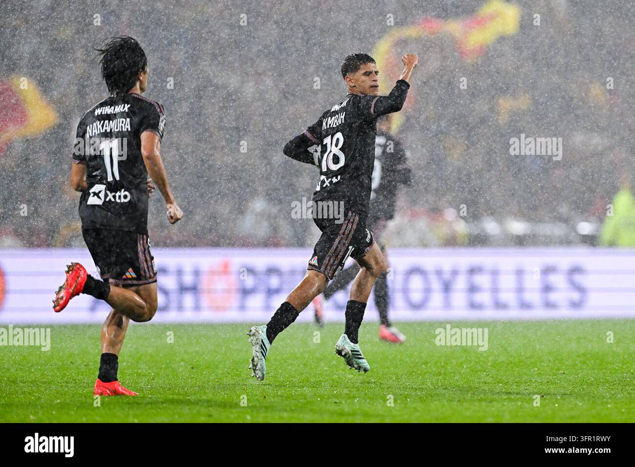 Khalis MERAH of Lyon celebrates his goal during Ligue 1 McDonald's ...