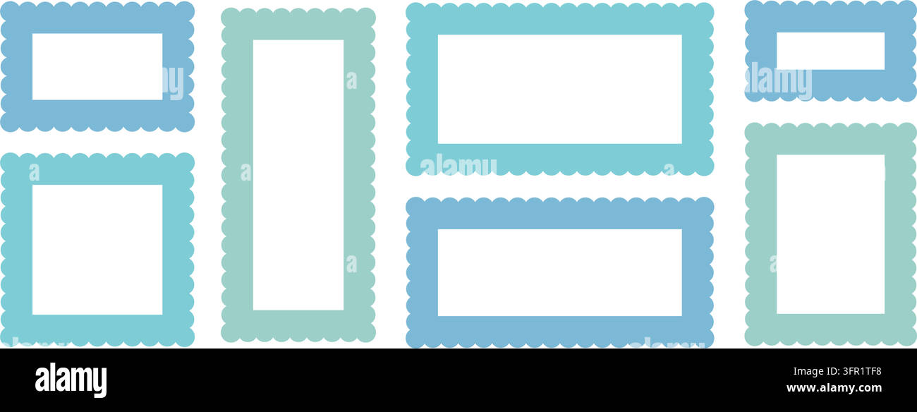 Wavy frame with scalloped edges and wavy borders. Stock Vector