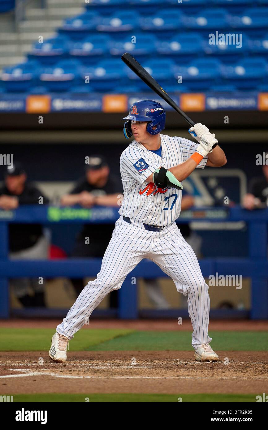 Tiger In Reeds St. Lucie Mets Reed Stallman (27) bats during an MiLB Florida State ...