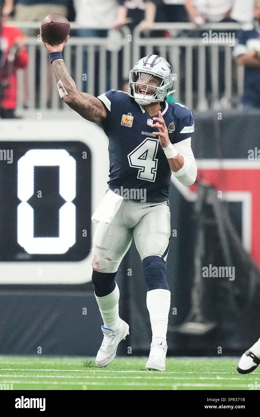 Dallas Cowboys quarterback Dak Prescott (4) throws during an NFL ...