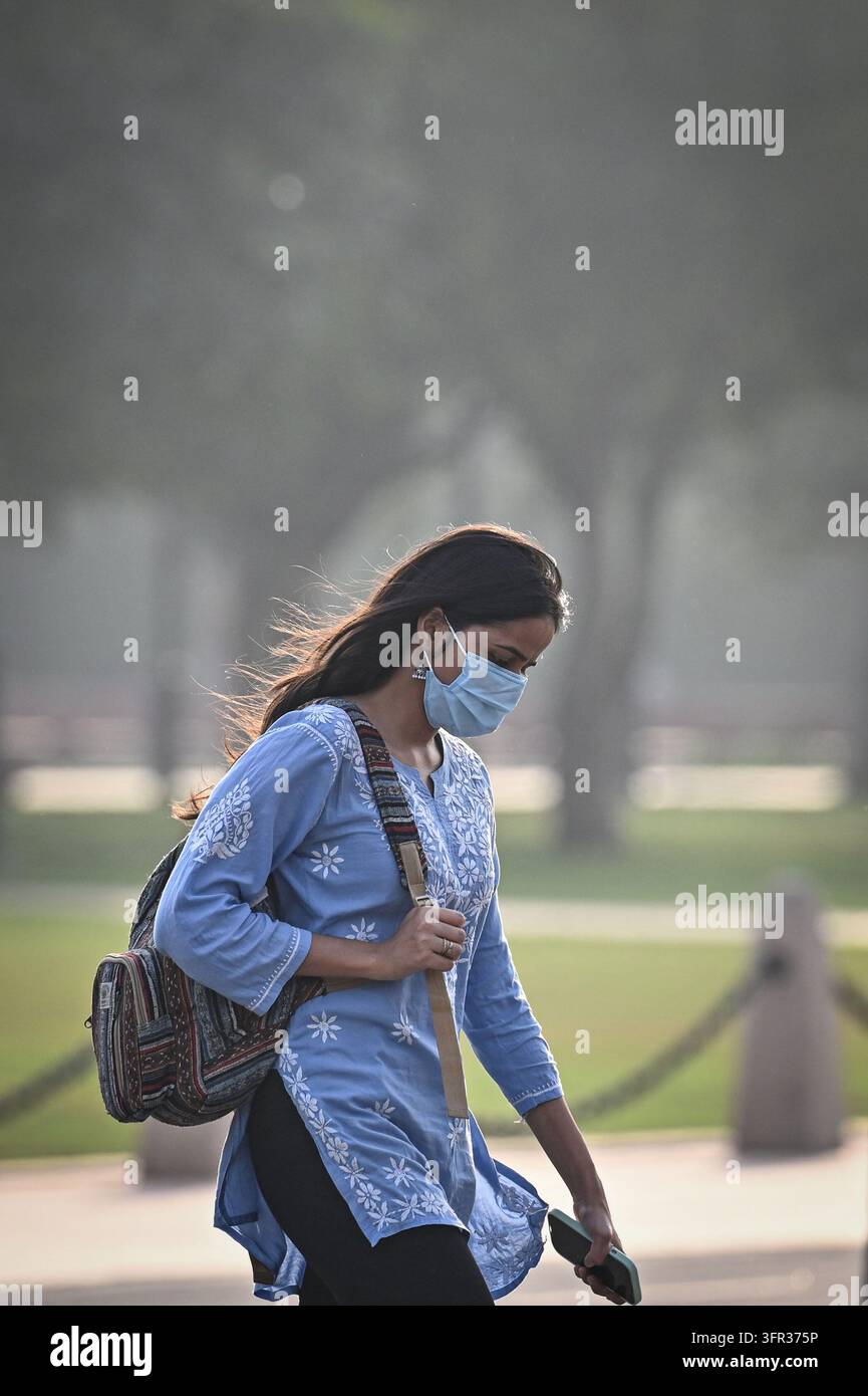 NEW DELHI, INDIA - OCTOBER 9: A thick haze covering Kartavya Path as ...