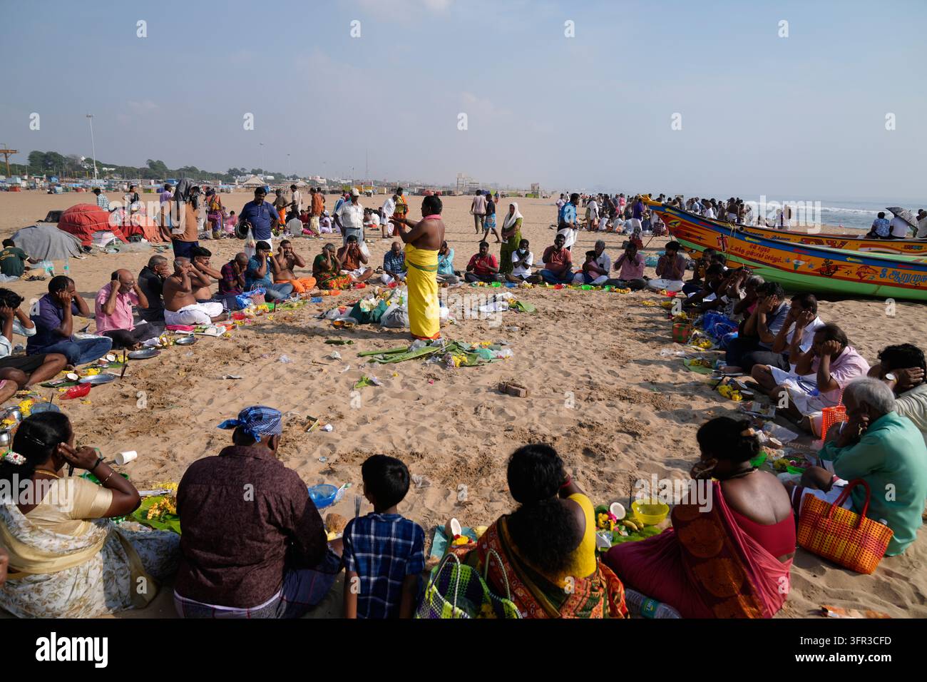 Perform Rituals Hindu devotees perform rituals on the occasion of Mahalaya, an ...