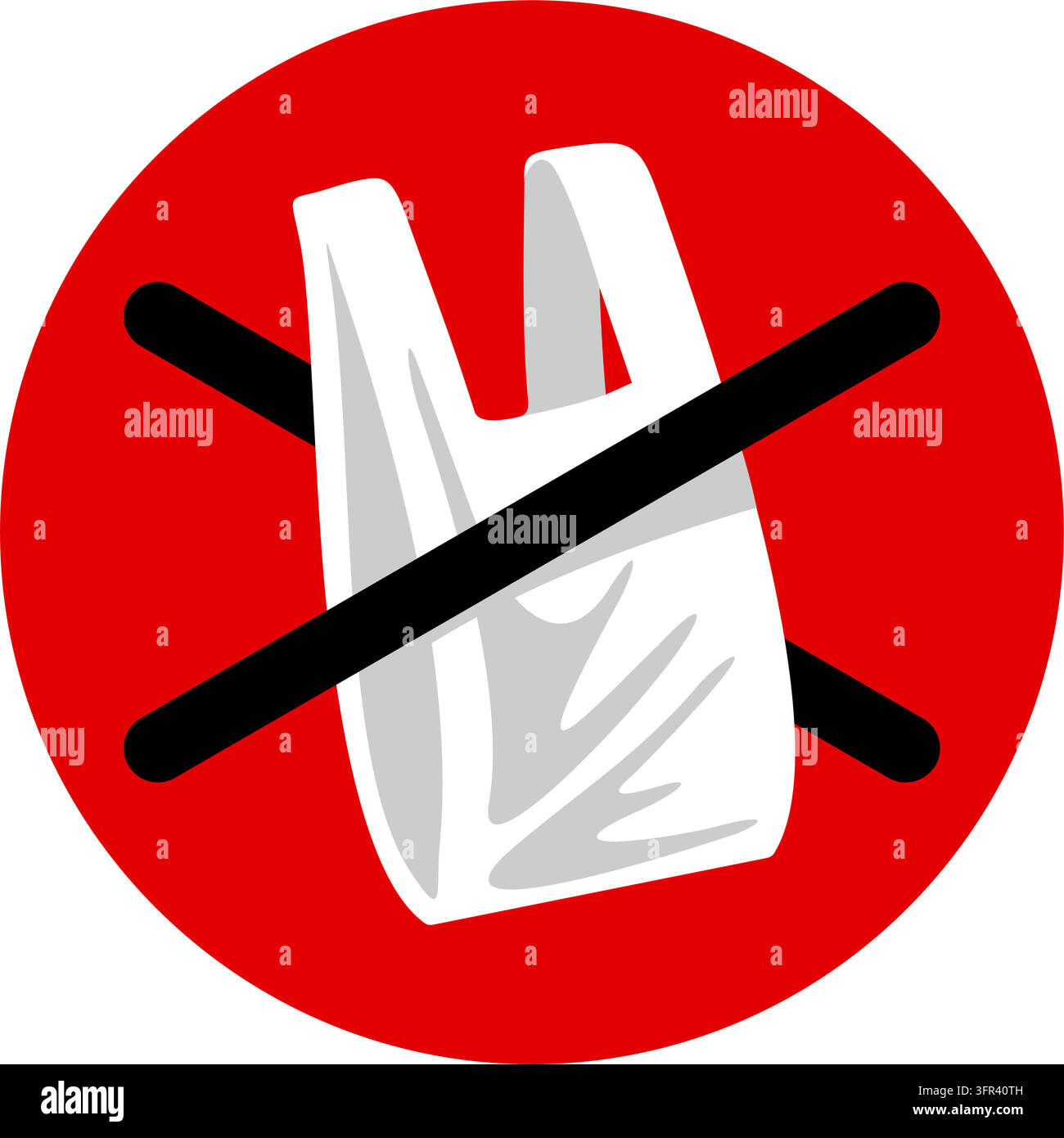 No to plastic bags program warning banner. Prohibited plastic bags - symbol isolated on white background. Vector illustration Stock Vector