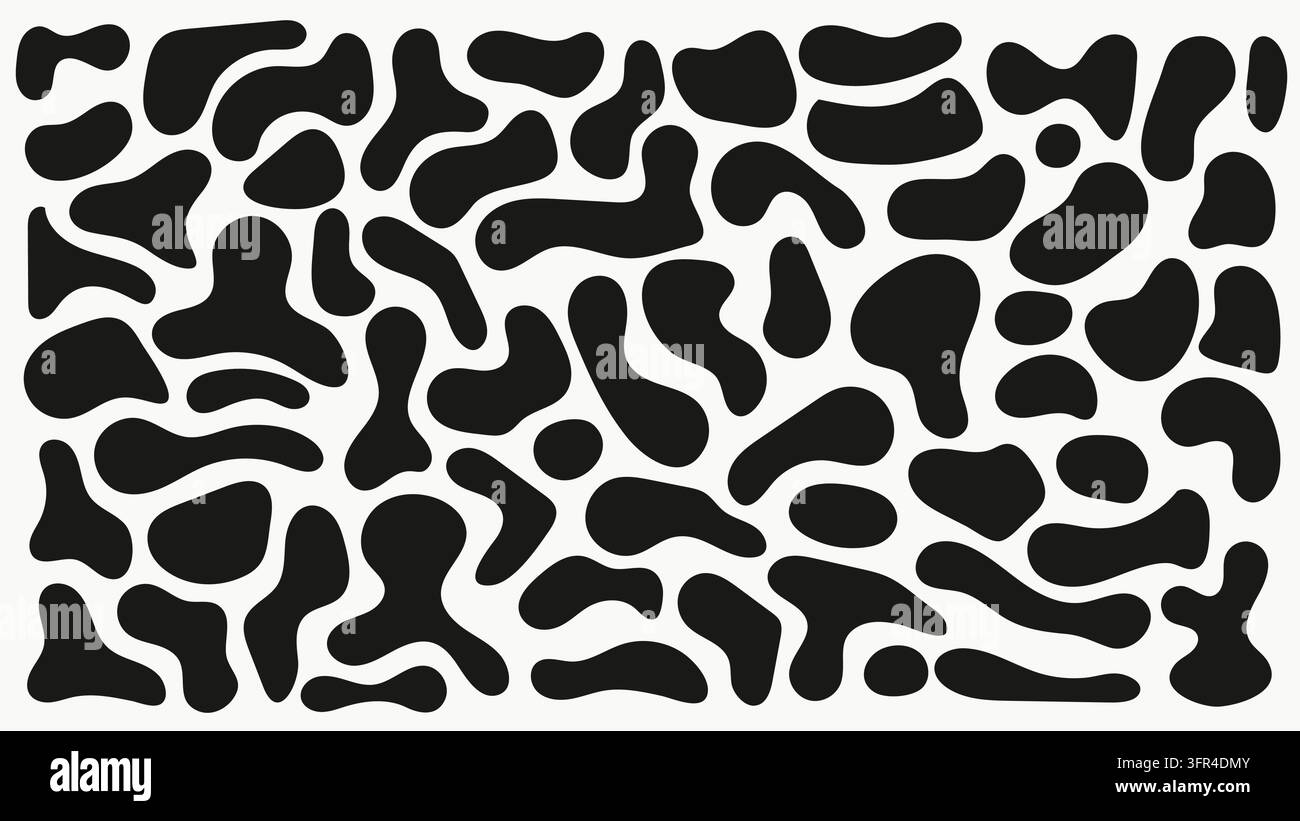 Organic black blobs with abstract and irregular shapes, ideal for speech bubbles and modern design. A collection of fluid, liquid forms with simple bl Stock Vector