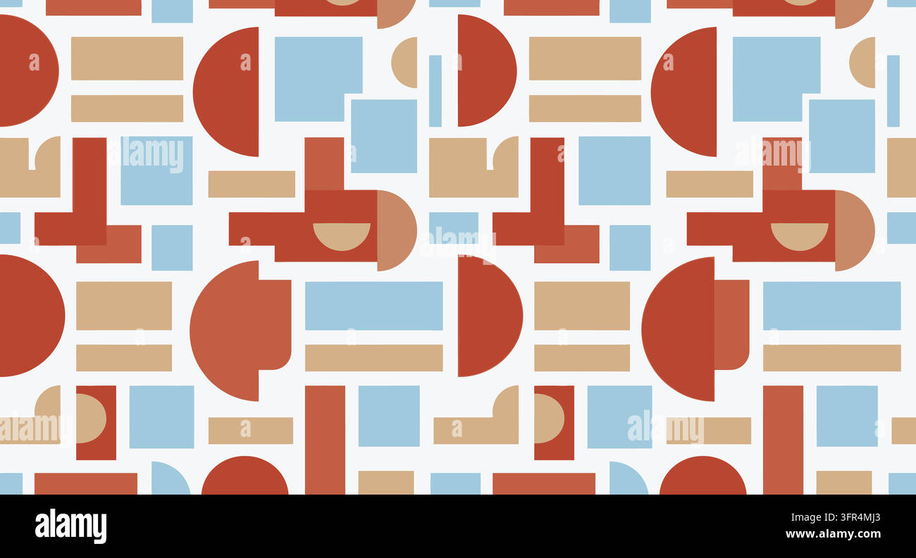 Geometric seamless pattern with blue and orange abstract shapes Stock Vector