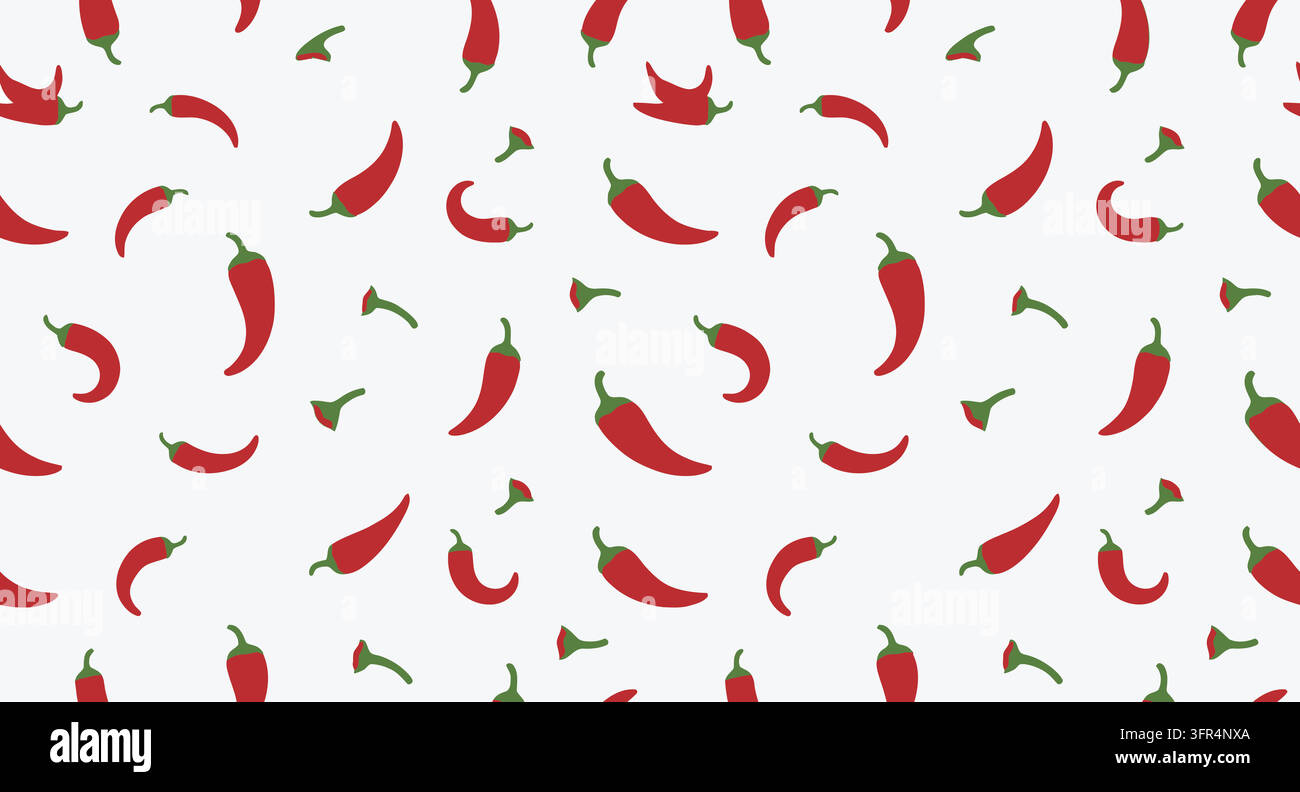 Seamless red chili pepper pattern background with repeating of spicy Stock Vector
