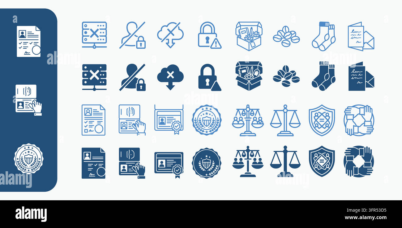 Information security and digital data protection icons set Stock Vector