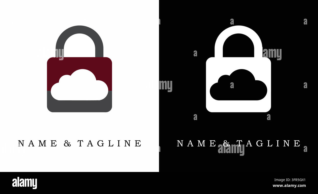 Cloud lock security logo for digital data protection systems Stock Vector