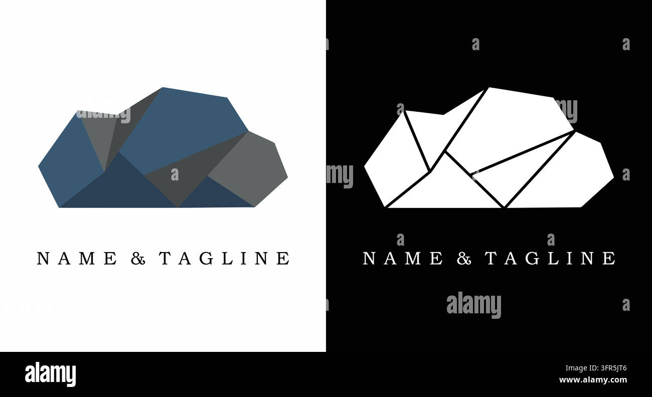 Polygonal geometric cloud shape abstract logo with branding Stock Vector