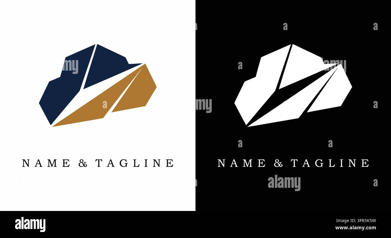 Abstract geometric cloud computing logo sign emblem Stock Vector