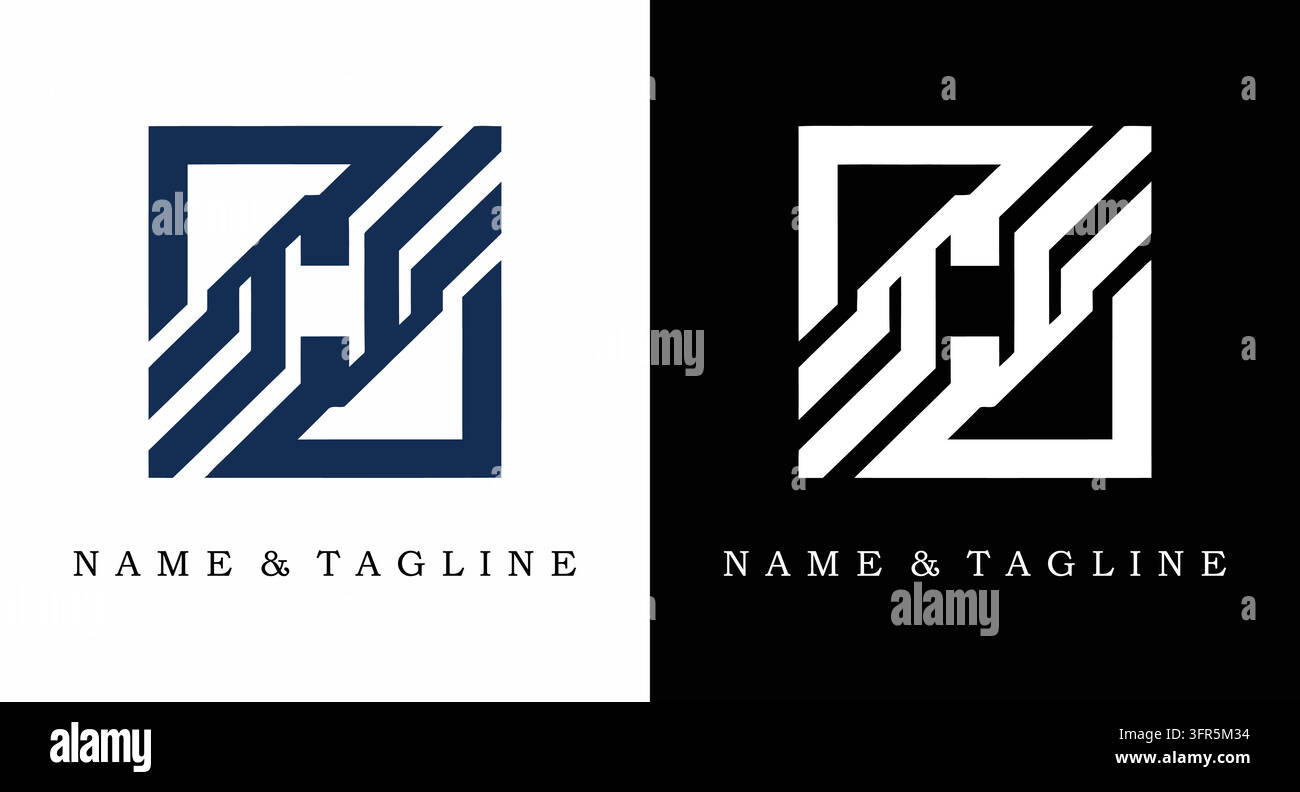 Abstract geometric square emblem featuring interconnected circuitry lines Stock Vector