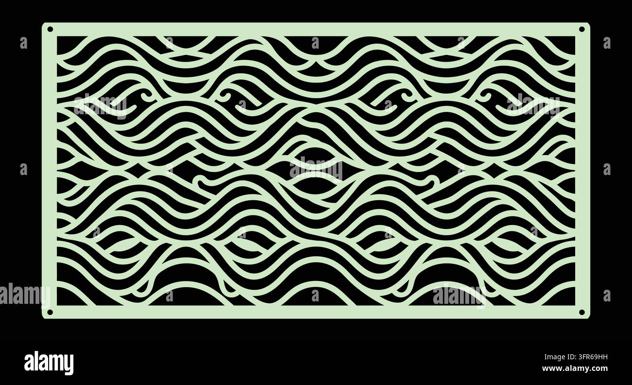 Abstract wave pattern frame with decorative border design line art Stock Vector
