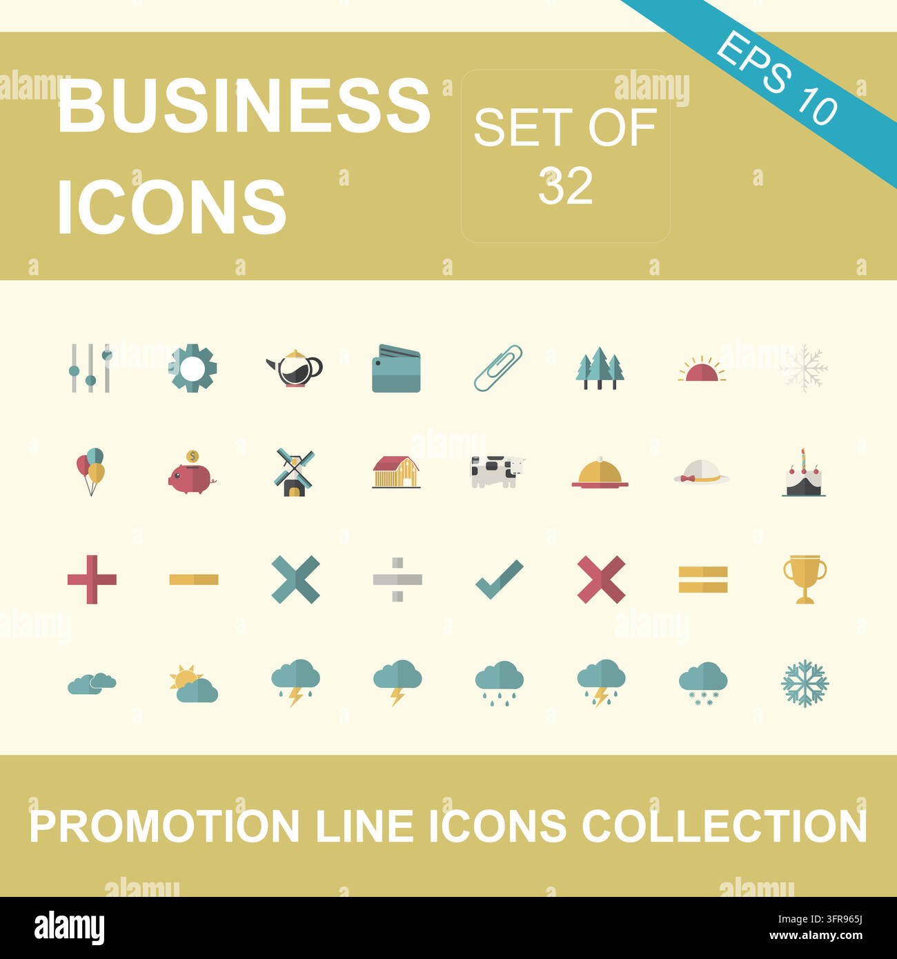 General purpose flat vector icon set for web and business with design Stock Vector