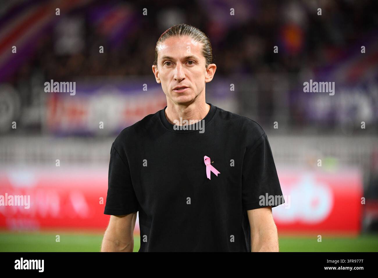 Head Coach Filipe LUIS of Monaco pay tribute to Pink October using a ...