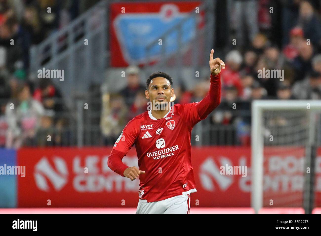 Kenny LALA of Stade Brestois 29 celebrate after scores during Ligue 1 ...