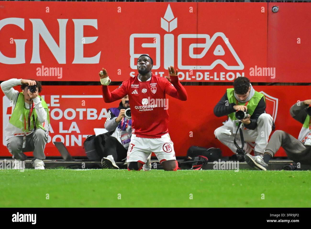 Mama BALDÉ of Stade Brestois 29 celebrate after scores during Ligue 1 ...