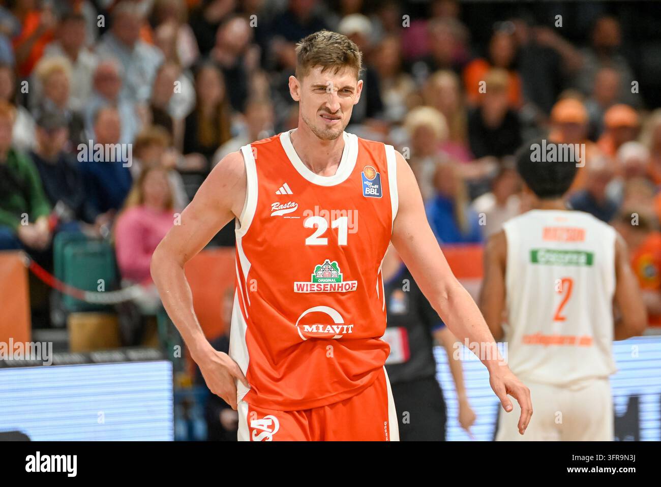 Tibor Pleiss (RASTA Vechta, #21) with a pained expression RASTA Vechta ...