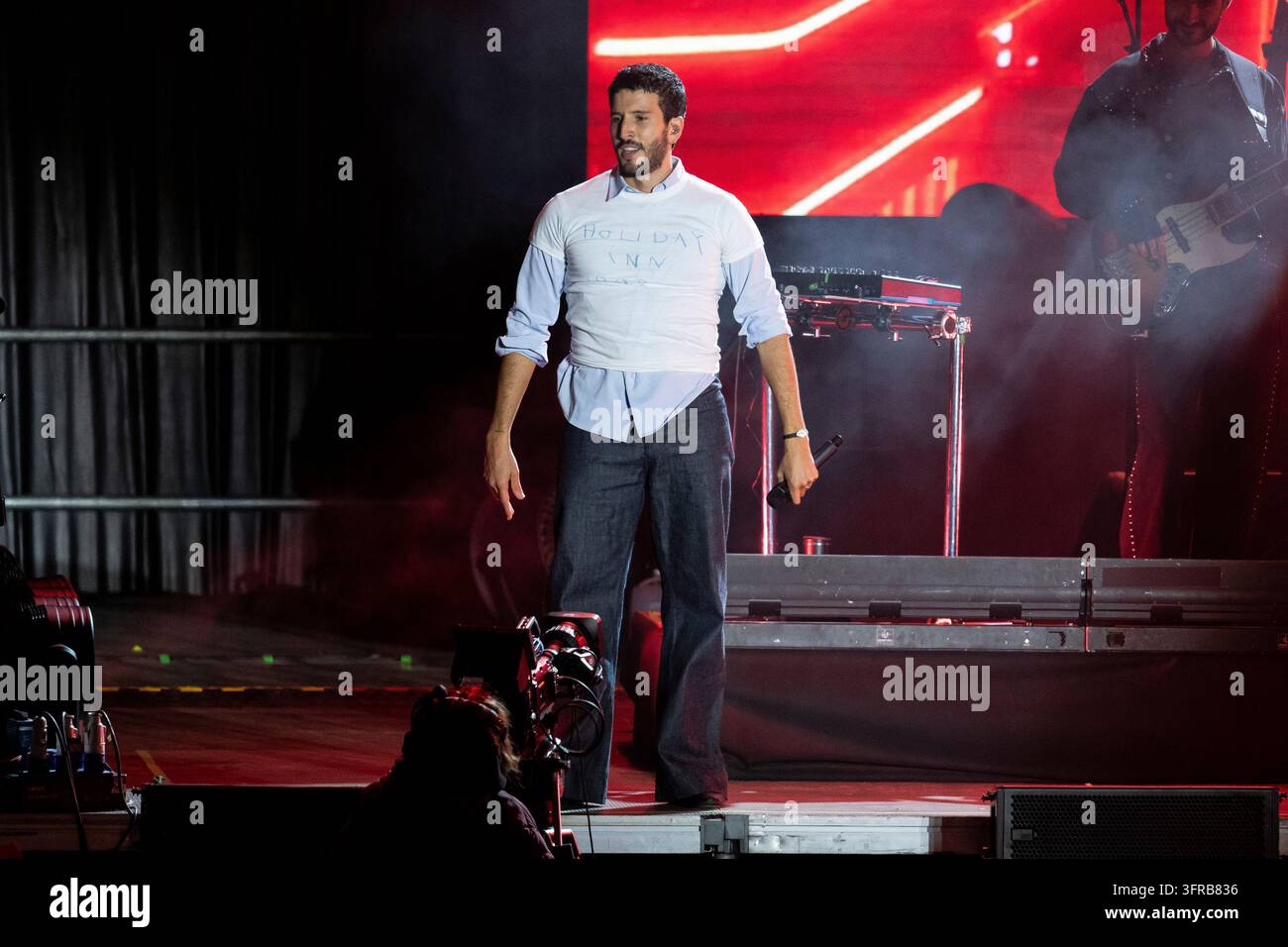 Colombian singer Sebastián Yatra, performs during the Hispanidad ...