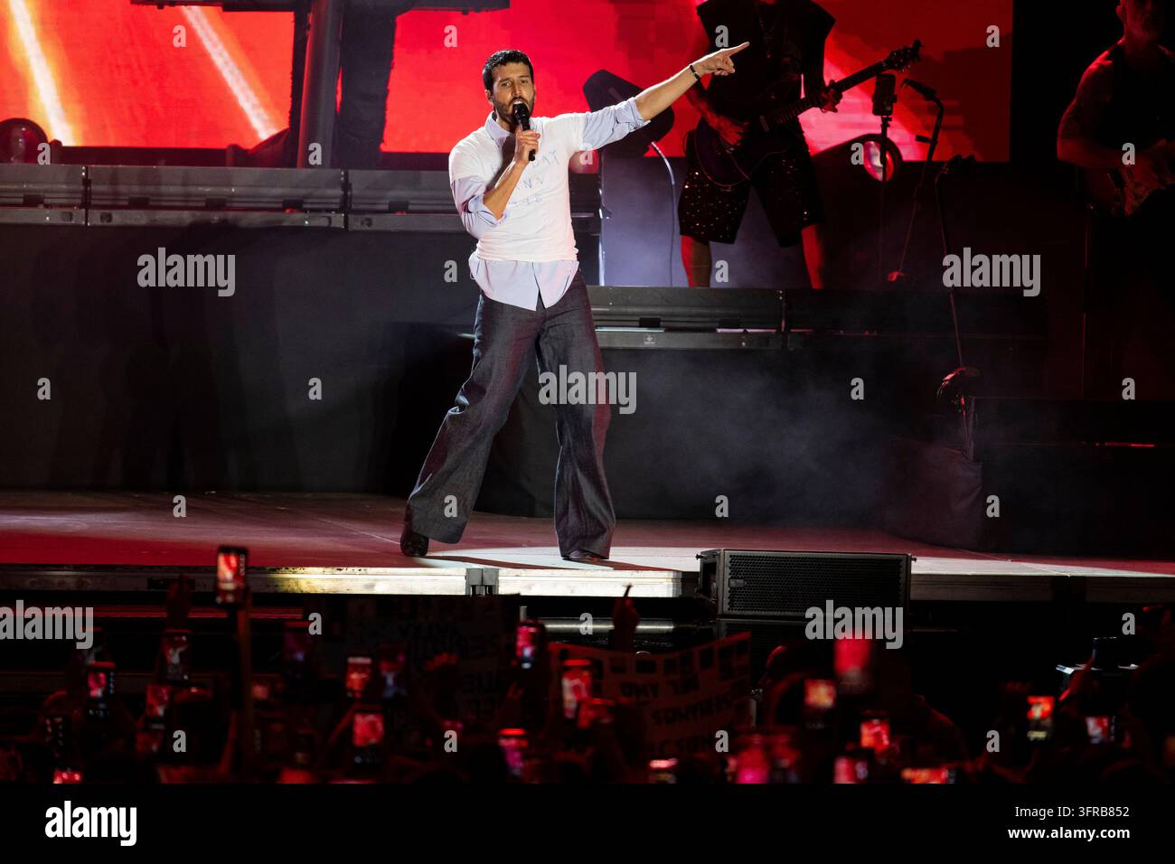 Colombian singer Sebastián Yatra, performs during the Hispanidad ...