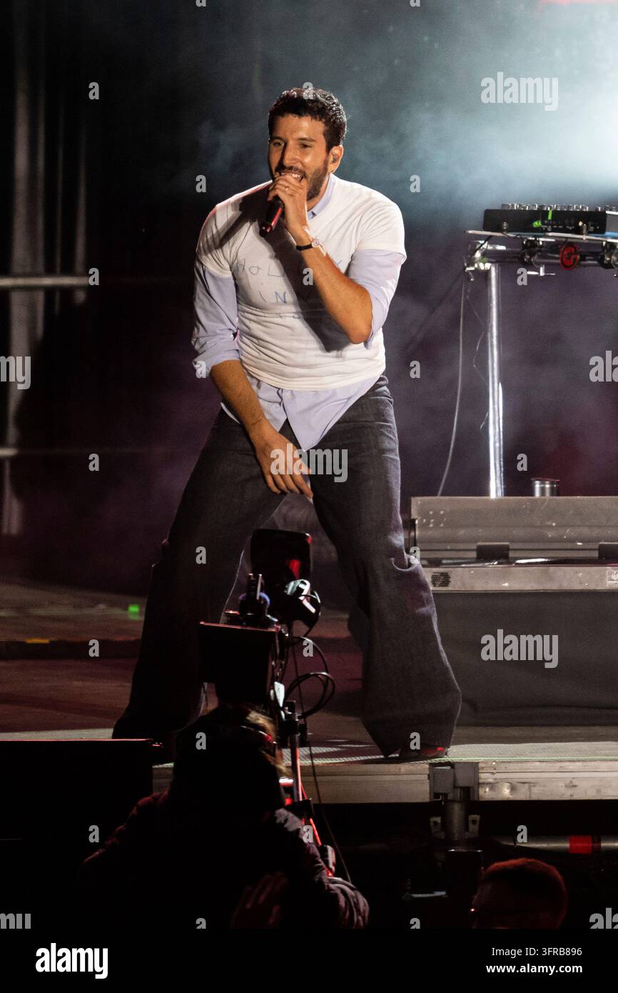 Colombian singer Sebastián Yatra, performs during the Hispanidad ...