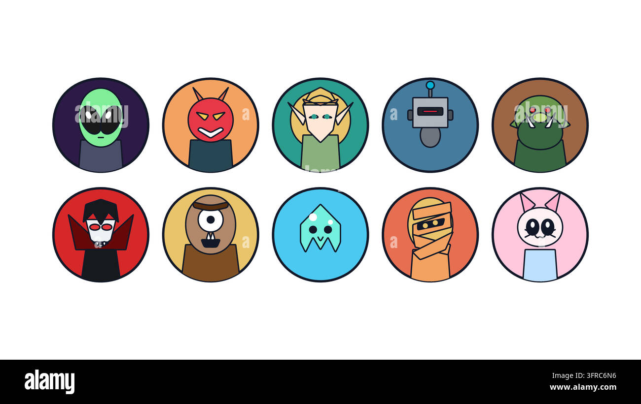Cute mummy characters halloween icons hi-res stock photography and ...