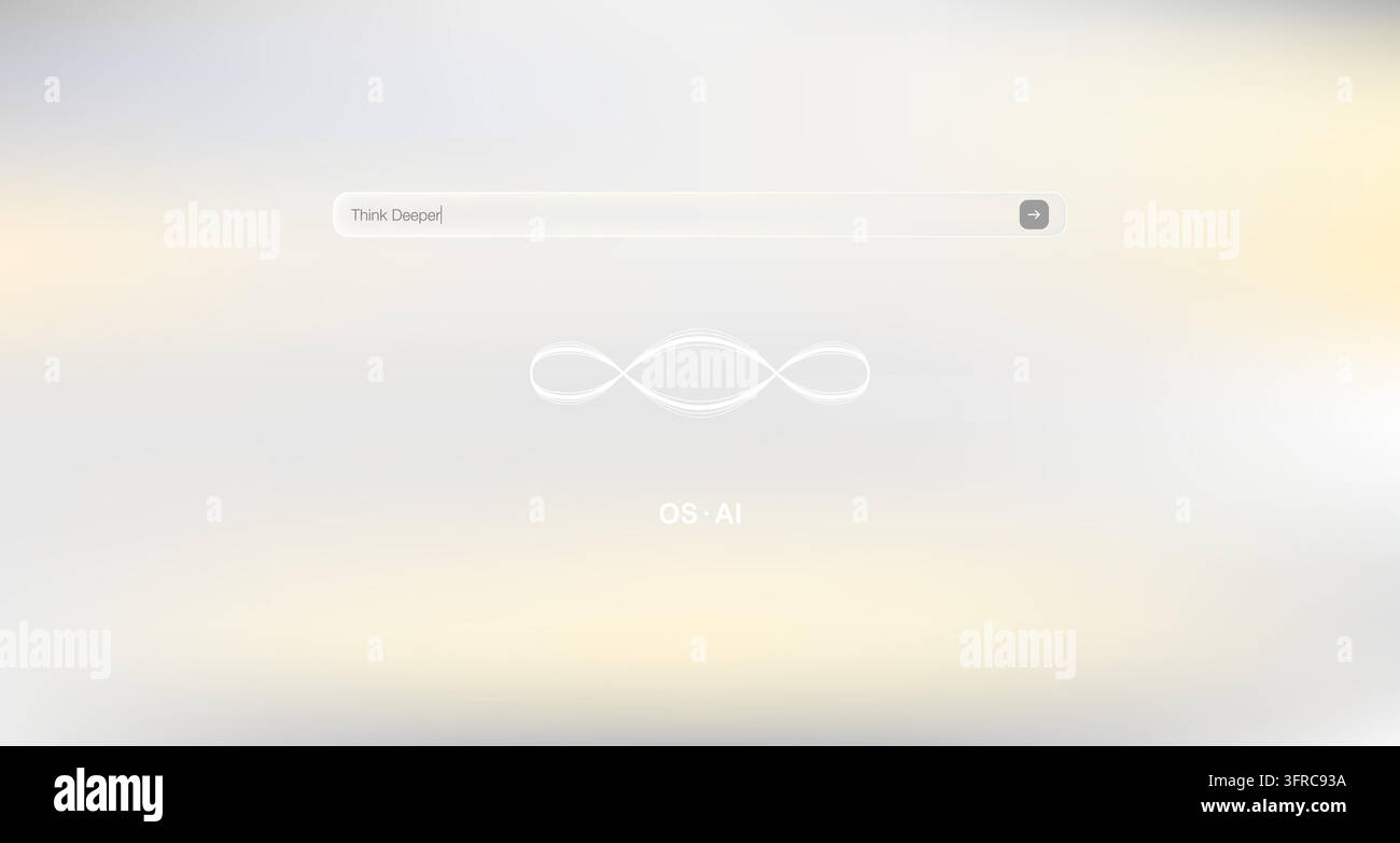 Minimal vector AI search interface with a neural network symbol on a soft blurred background, illustrating deep learning technology. Stock Vector