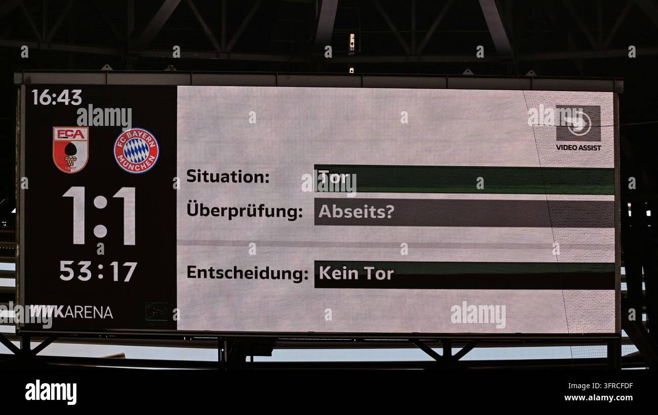 Video wall, scoreboard, video assist, VAR reviews a goal [goal] for ...