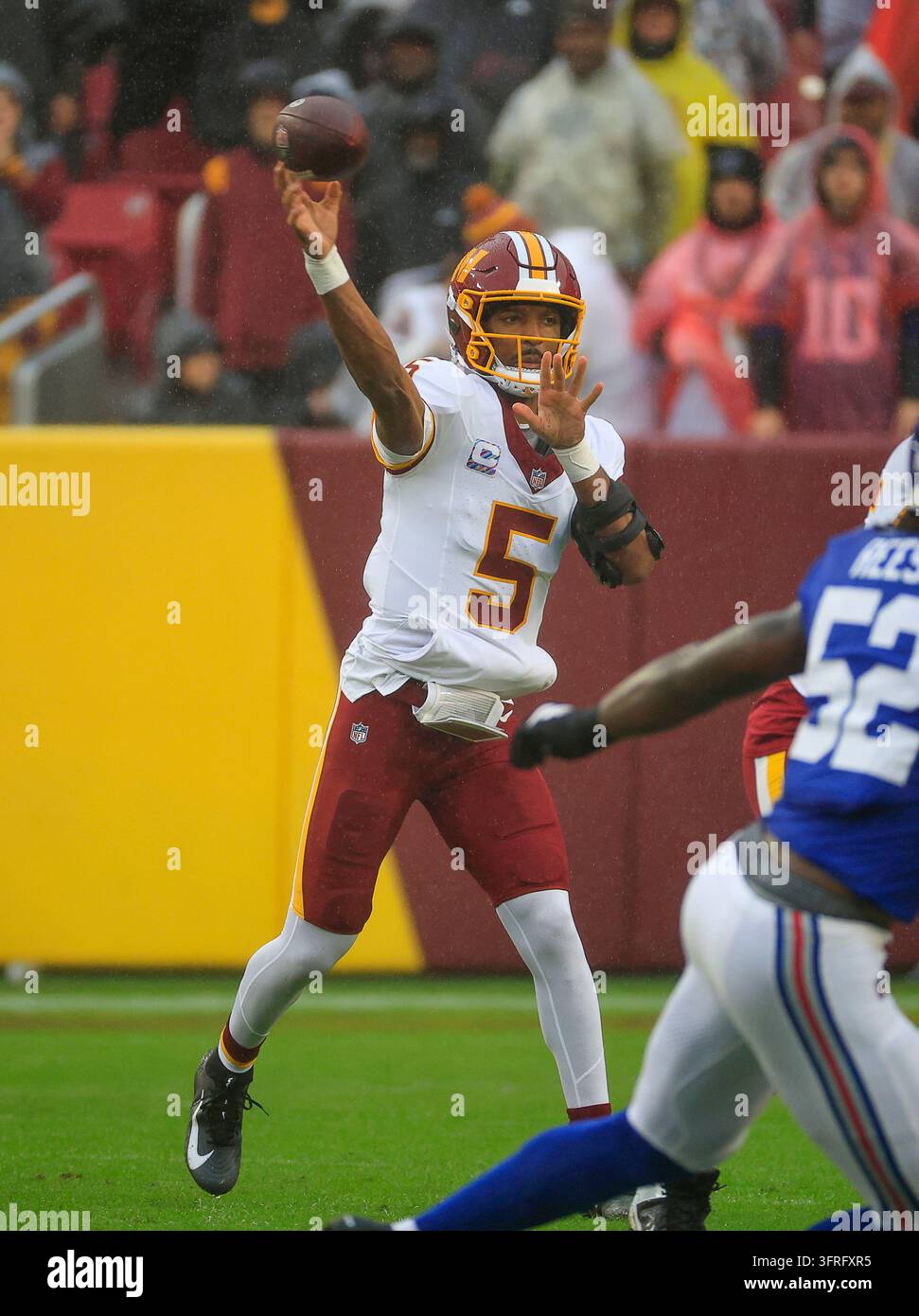 Commanders Vector October 11, 2026: Washington Commanders QB #5 Jayden Daniels throws a ...