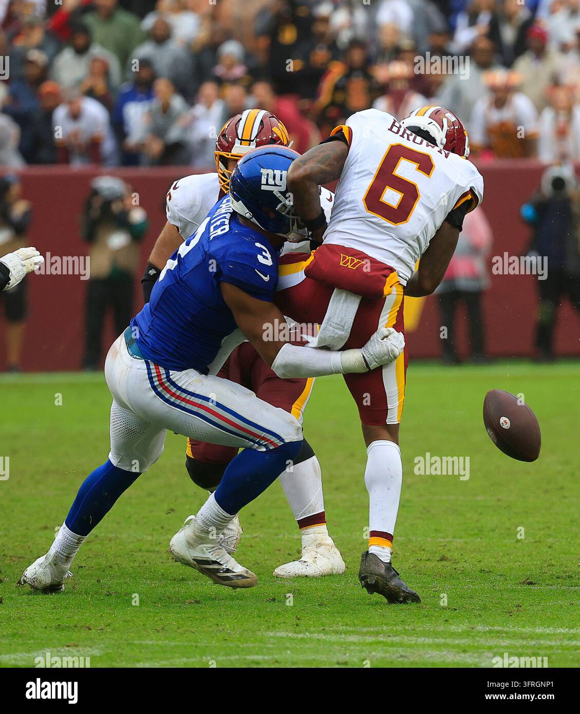 Commanders Vector October 11, 2026: Washington Commanders WR #6 Dyami Brown fumbles the ...