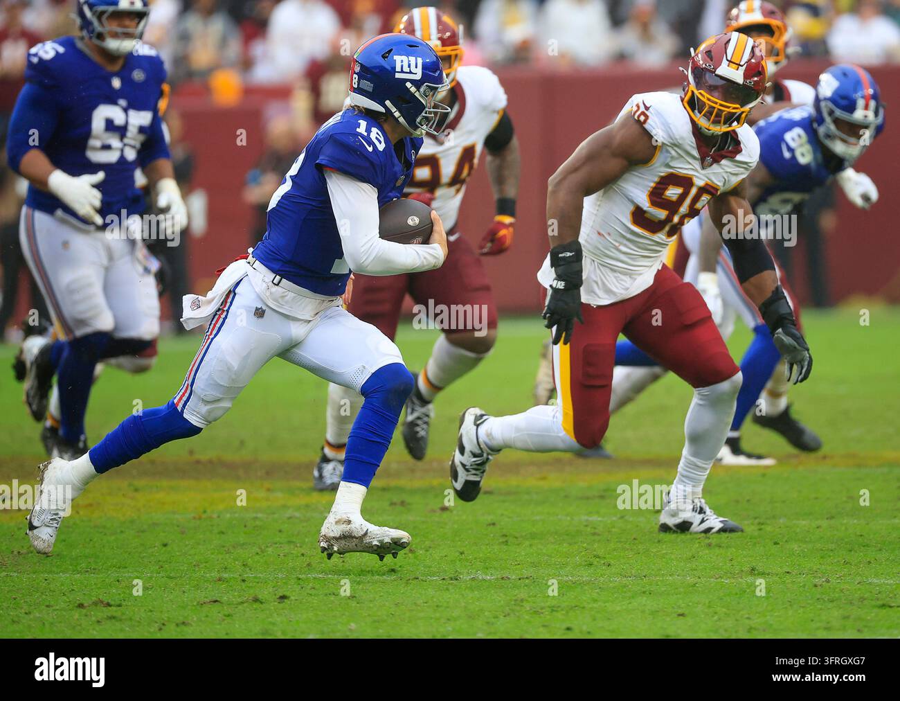 Commanders Vector October 11, 2026: New York Giants QB #18 J.J. McCarthy is eyed by ...