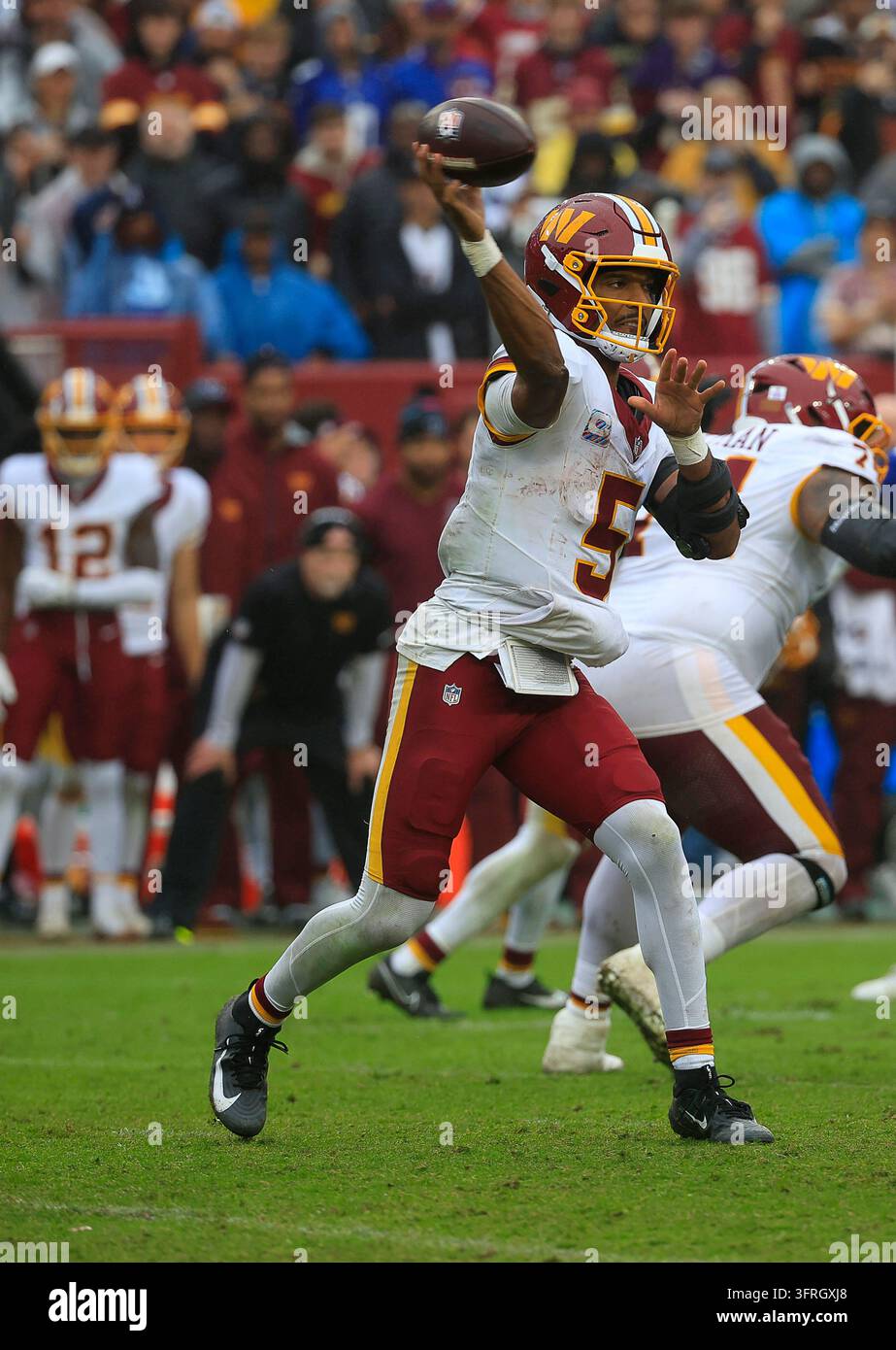 Commanders Vector October 11, 2026: Washington Commanders QB #5 Jayden Daniels passes the ...
