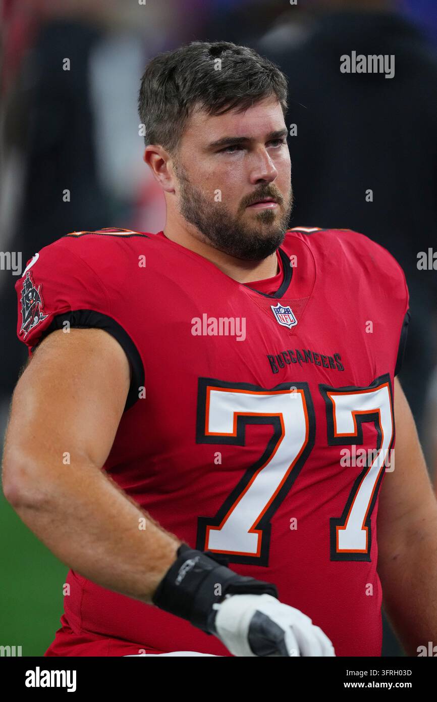 Tampa Bay Buccaneers offensive tackle Justin Skule looks on from the ...