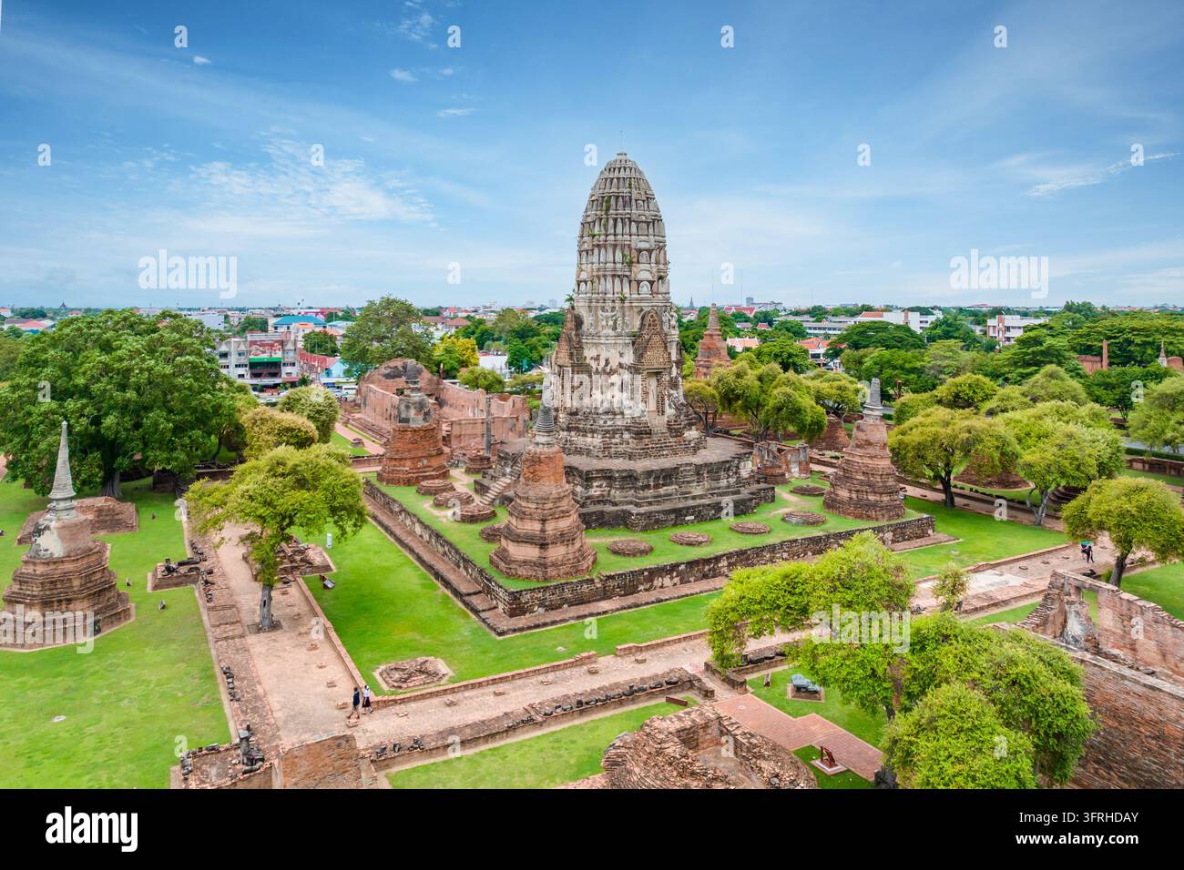 Air View Software Aerial view of Wat Ratchaburana at the Ayutthaya historical park ...