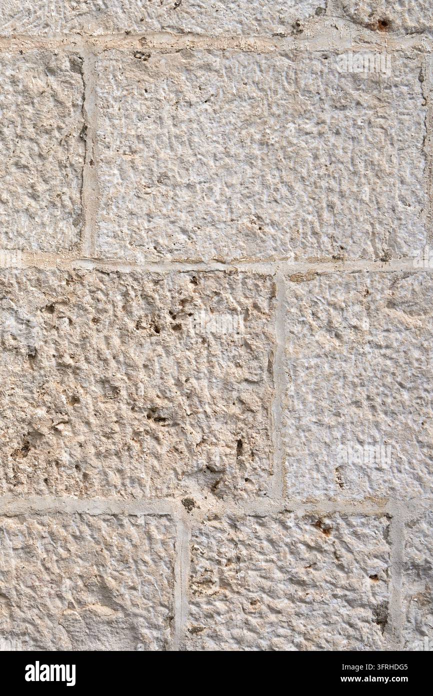 Weathered White Limestone Brick Wall Texture Background with Rustic ...