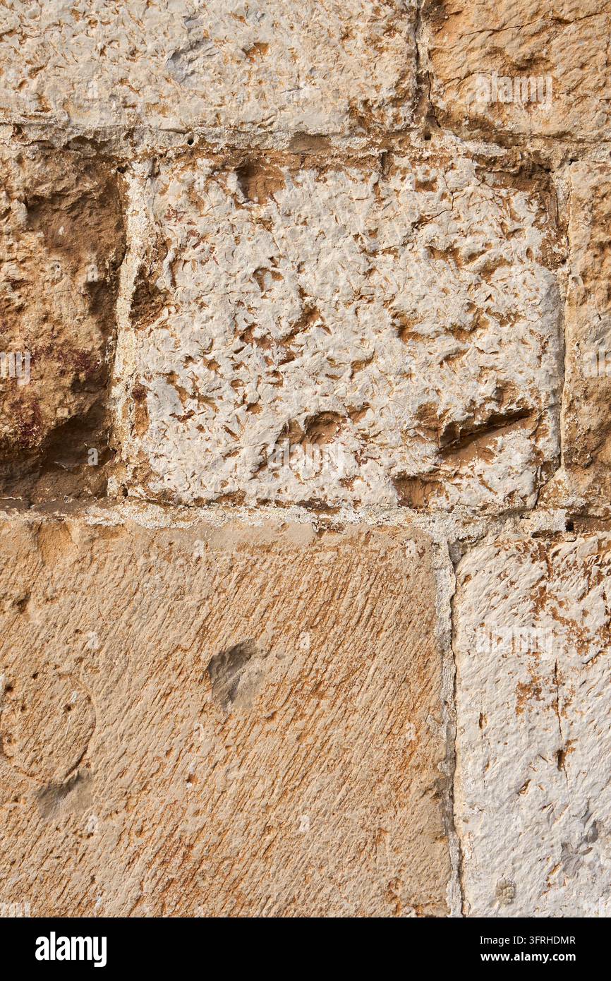 Weathered Limestone Masonry Wall Texture Background with Rustic ...
