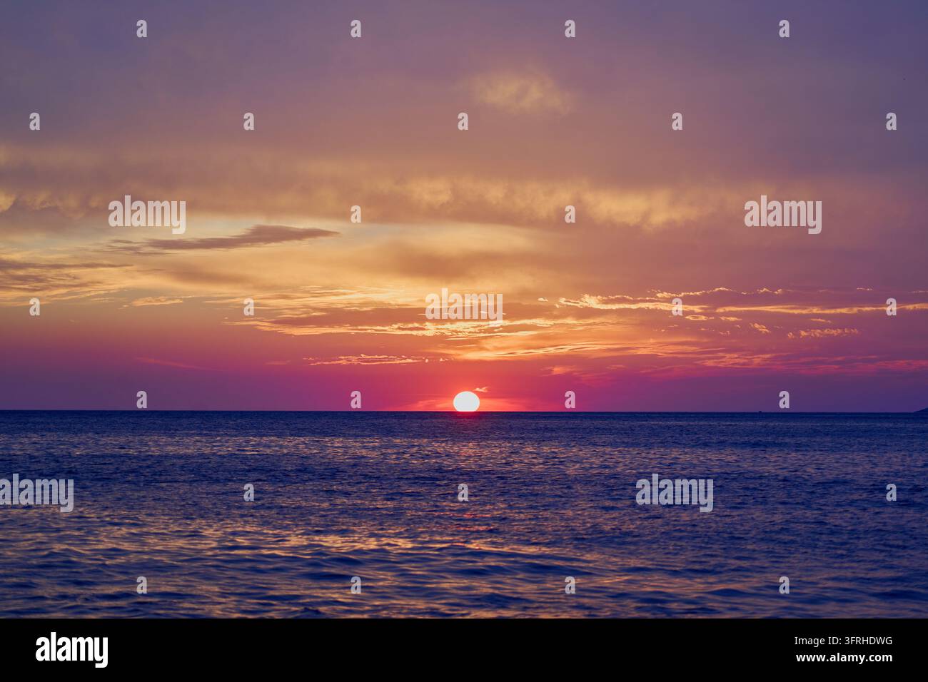 Dramatic Adriatic Sea Sunset with Purple Sky and Golden Horizon ...