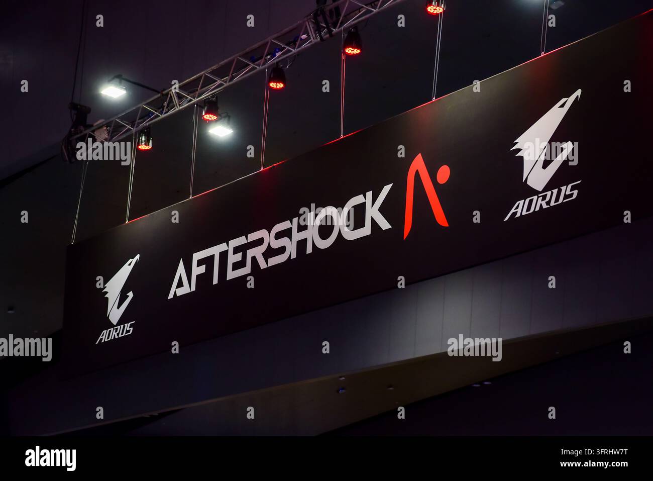 The logo of gaming computer manufacturer Aftershock seen displayed ...