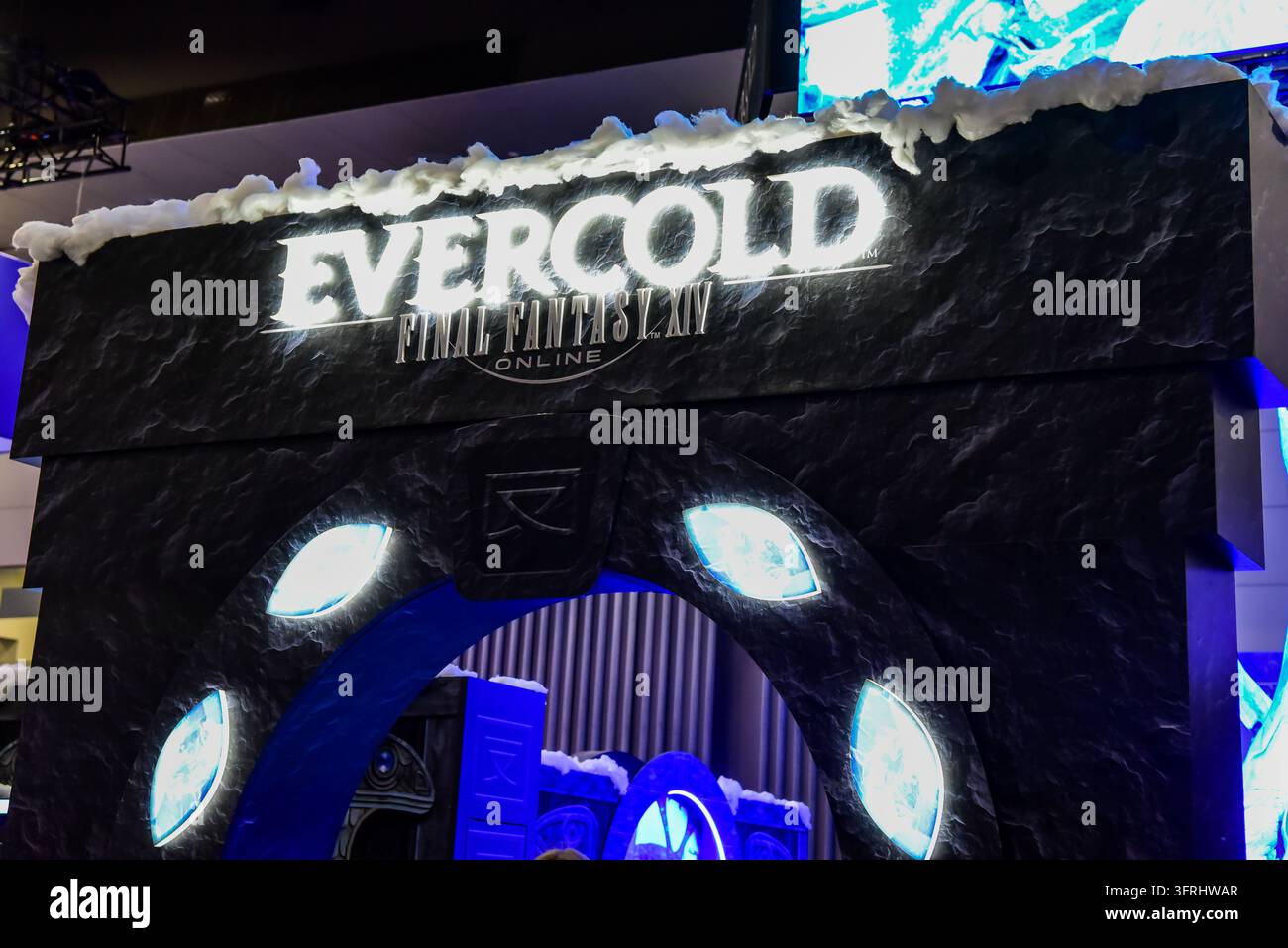 The logo of Evercold Final Fantasy 14 computer game seen displayed ...