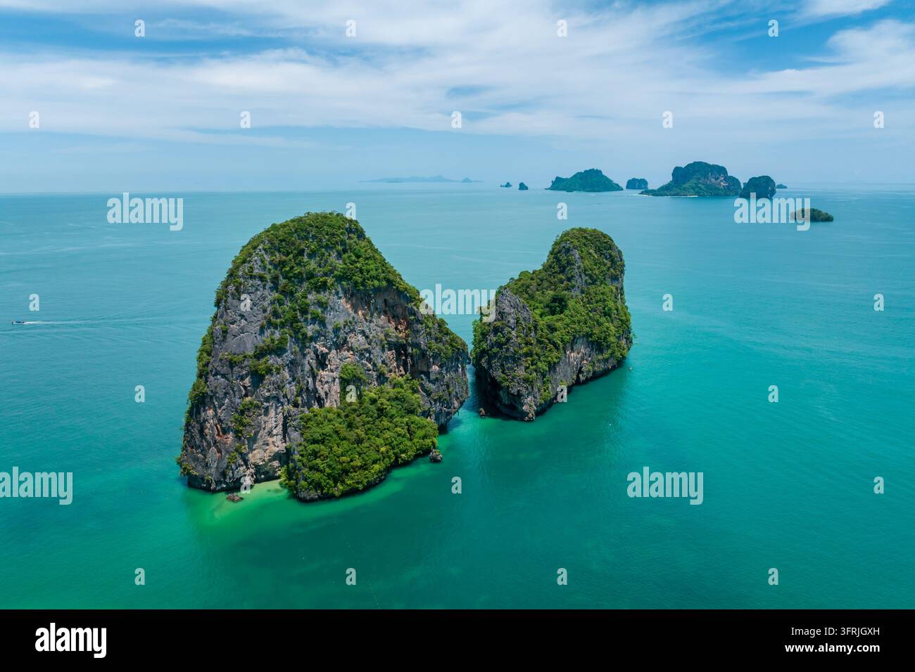 Air View Software Aerial view of the tropical islands at Railay Beach, Krabi, Thailand ...