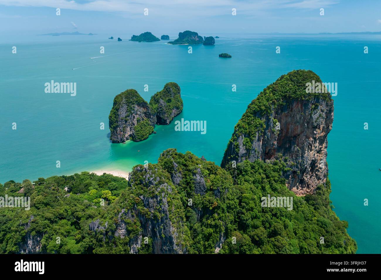 Air View Software Aerial view of the tropical islands at Railay Beach, Krabi, Thailand ...