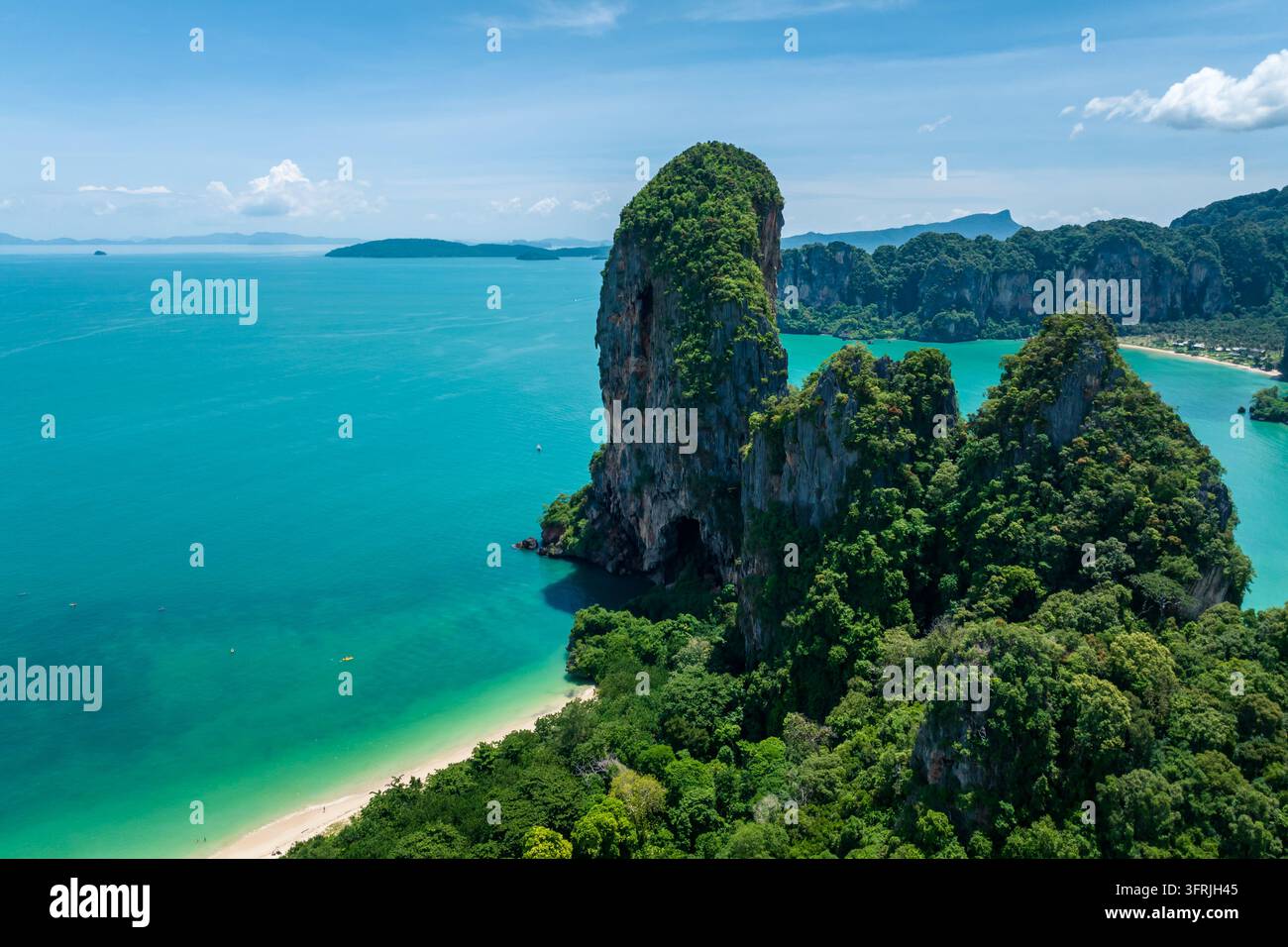 Air View Software Aerial view of the tropical islands at Railay Beach, Krabi, Thailand ...