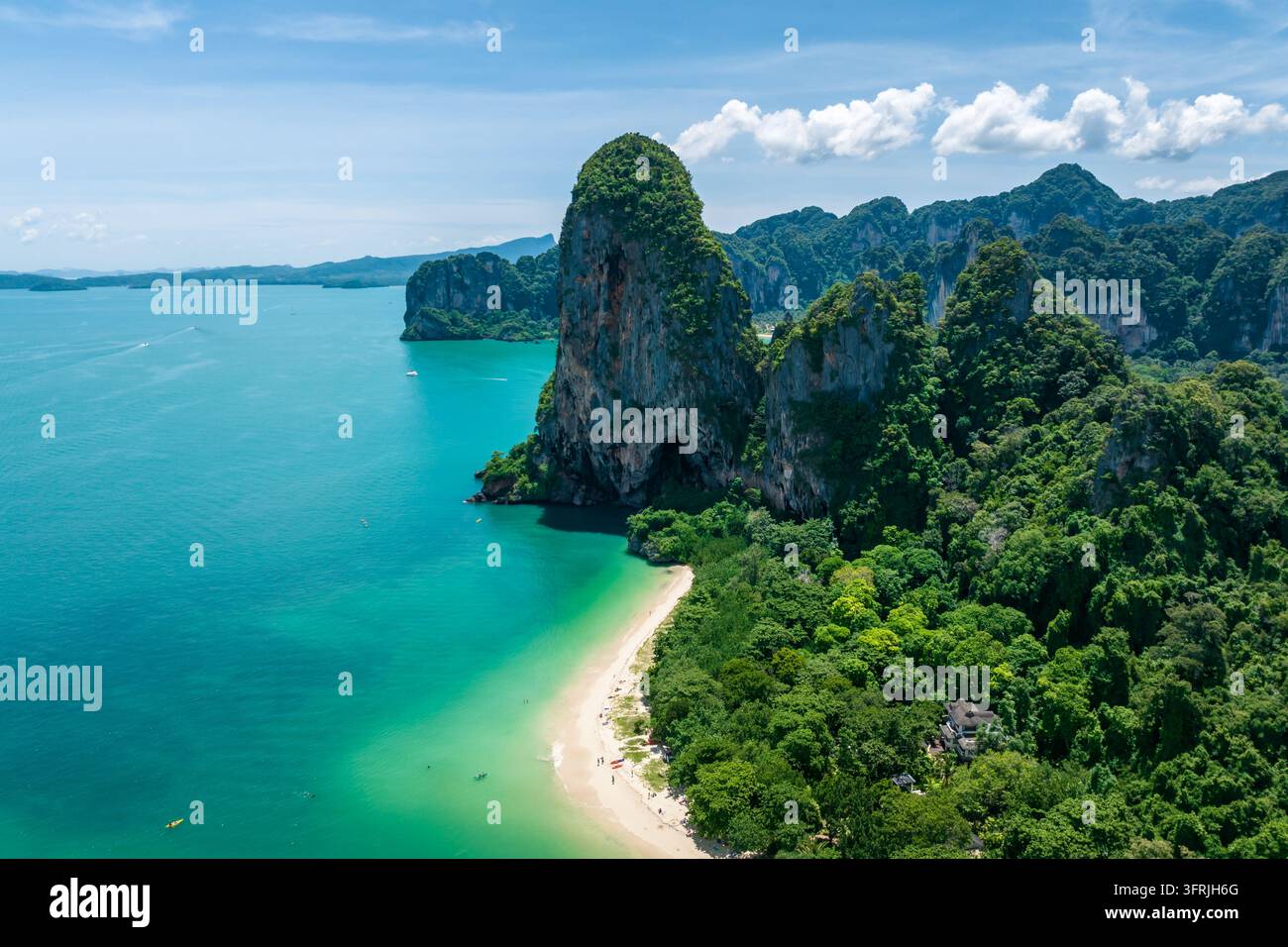 Air View Software Aerial view of the tropical islands at Railay Beach, Krabi, Thailand ...