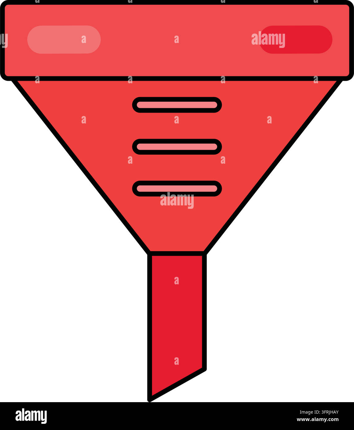 Laboratory funnel filter chemistry tool outline red vector element. Graphic laboratory design Stock Vector