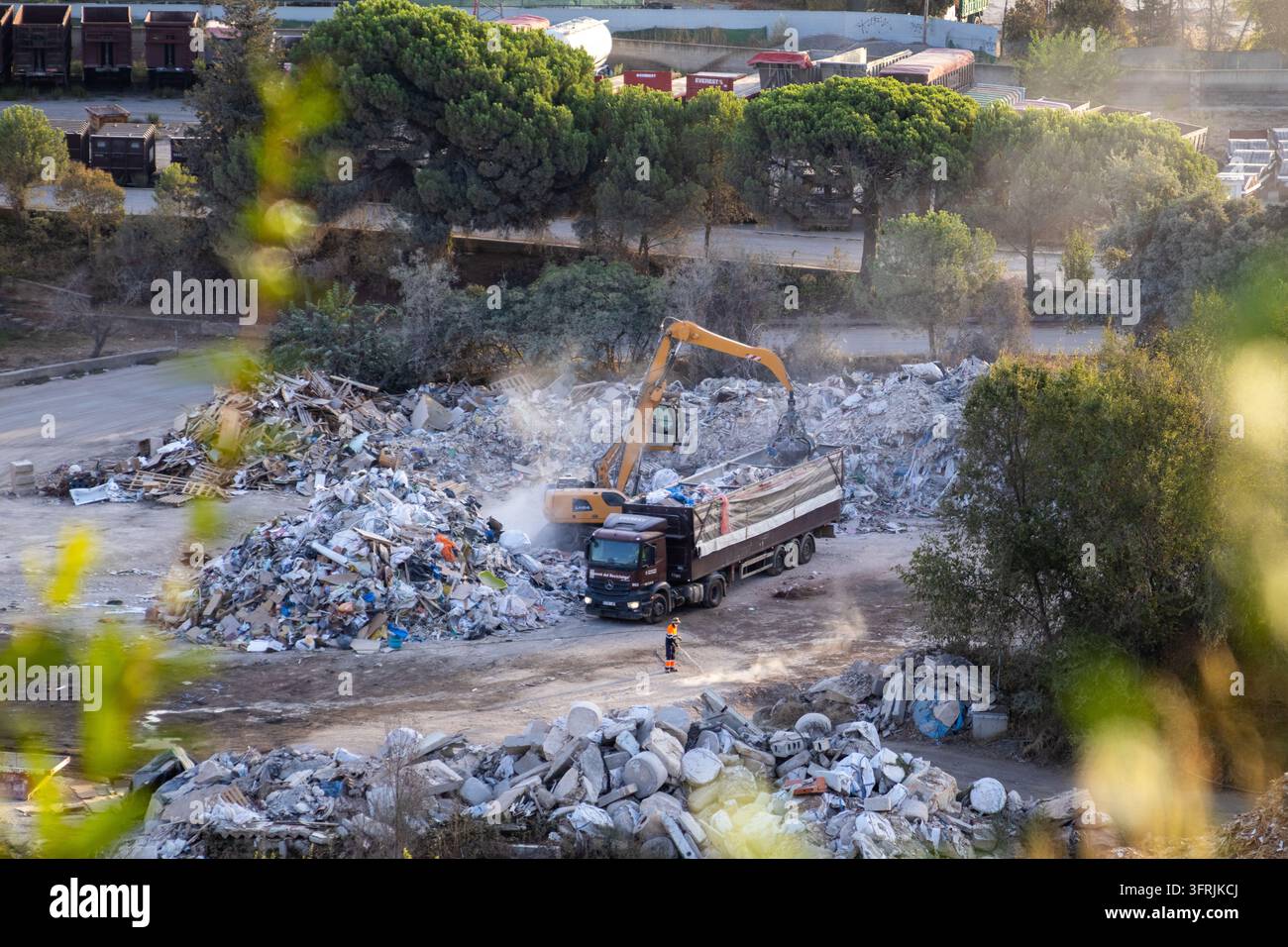 Sabadell, Spain;09 08 2026: Large waste management and recycling site ...