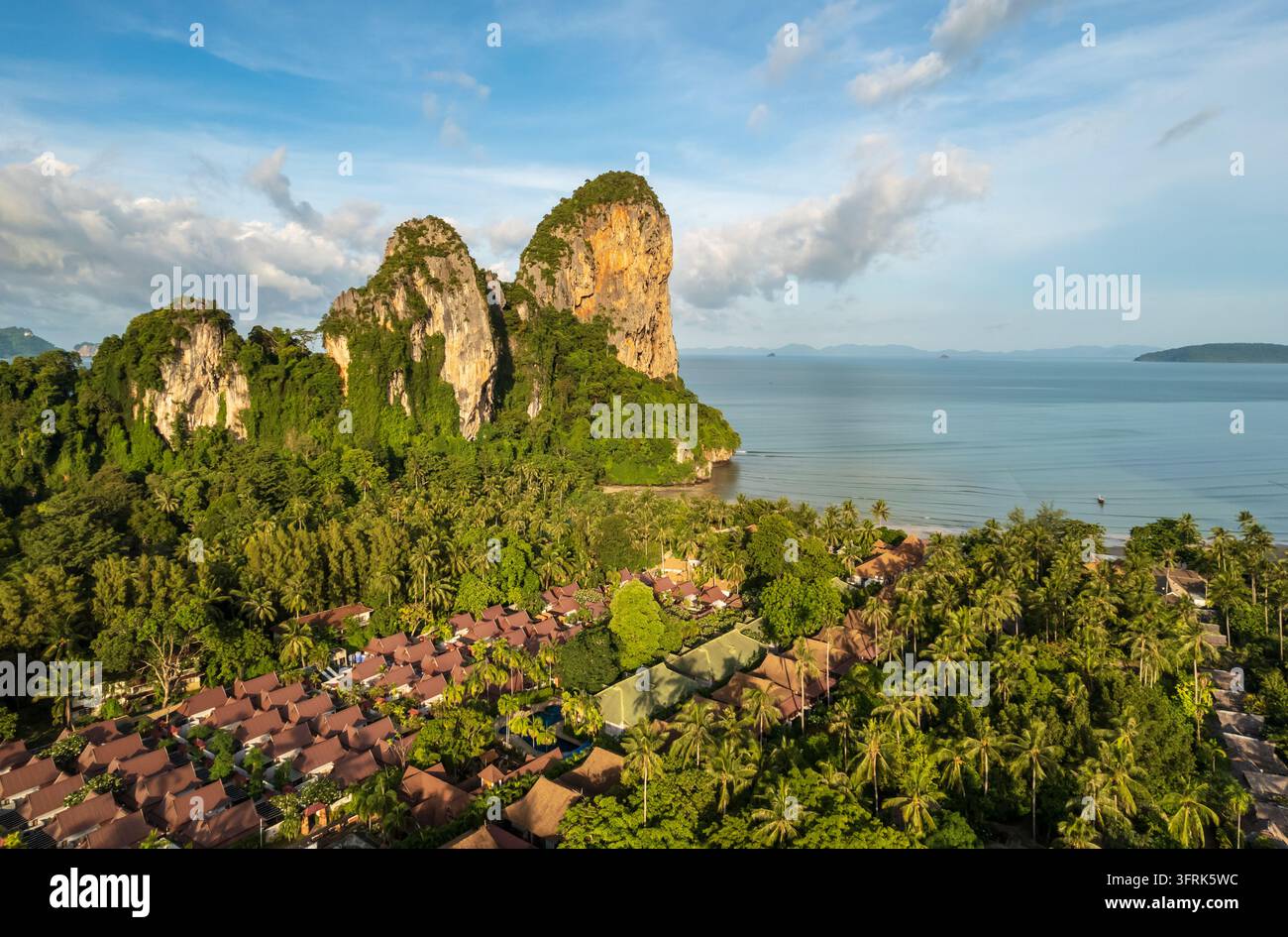 Air View Software Aerial view of palm trees and forest at Railay Beach, Krabi, Thailand ...