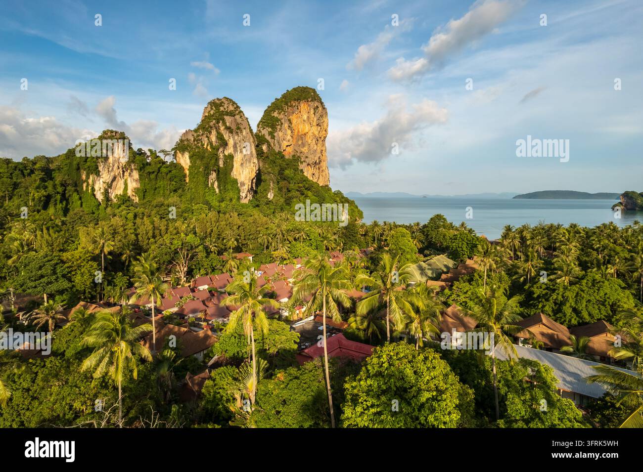 Air View Software Aerial view of palm trees and forest at Railay Beach, Krabi, Thailand ...