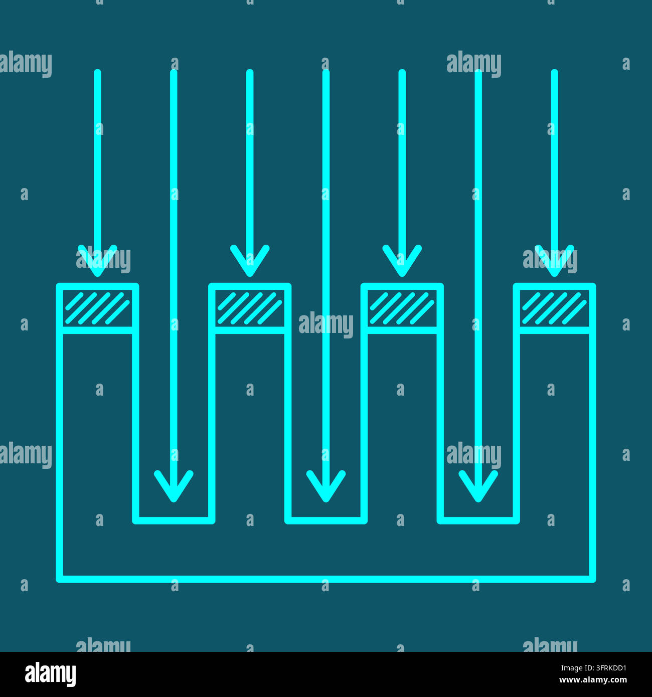 Hard Mask line icon: a durable layer blocks plasma ions so only the ...