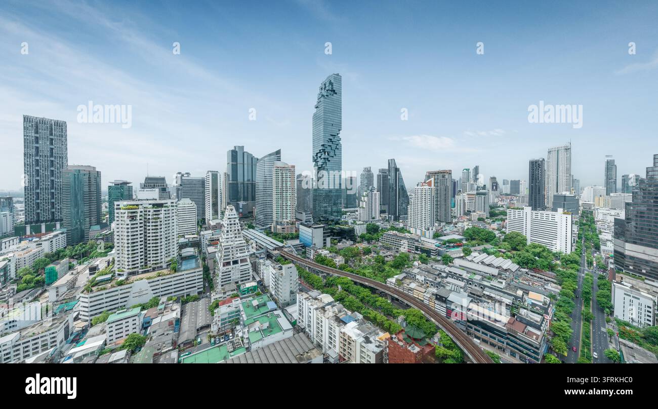 Air View Software Aerial view of the high-rise skyline of Bangkok, Thailand Stock Photo ...