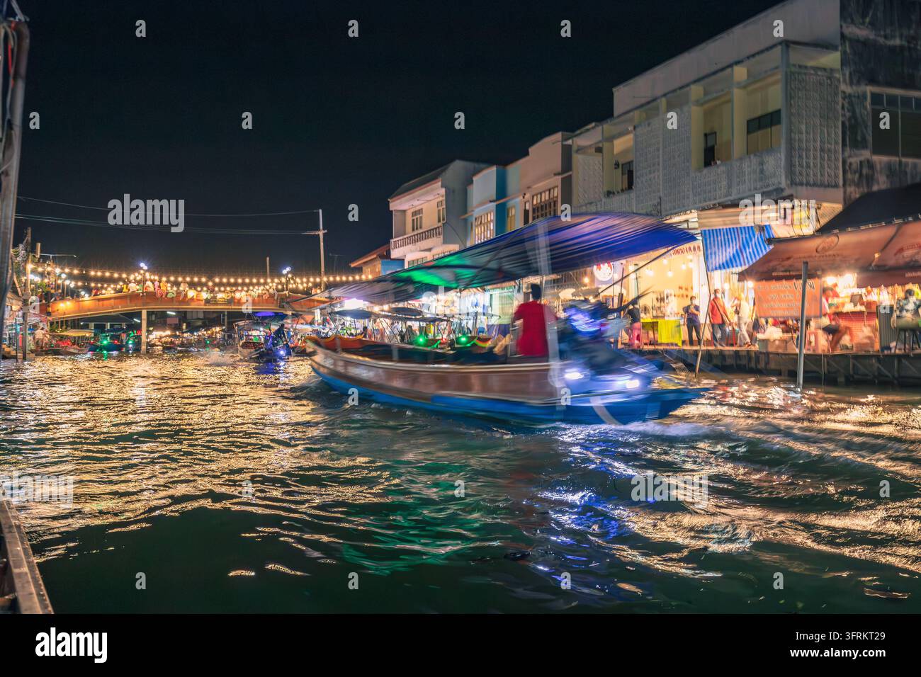 Air View Software Aerial night view of Amphawa Floating Market, Thailand Stock Photo - Alamy